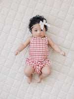 Mebie Baby Gingham Ruched Bloomer Set - 