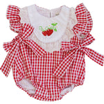 Mebie Baby Gingham Strawberry Bubble RomperEveretts Place