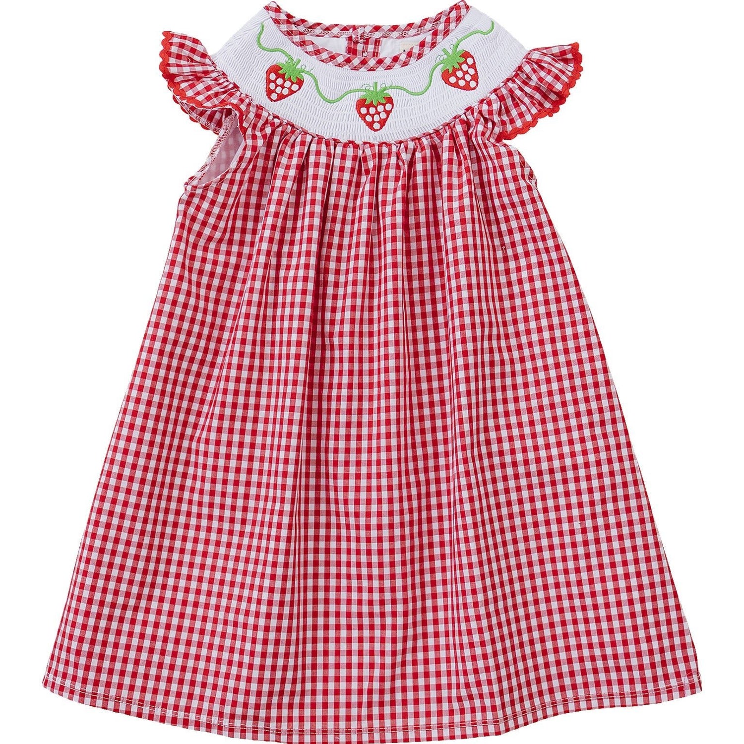 Gingham Strawberry Dress - Red, Plaid, Baby & Toddler Clothing, One-piece garment, Ruffle | Everetts Place