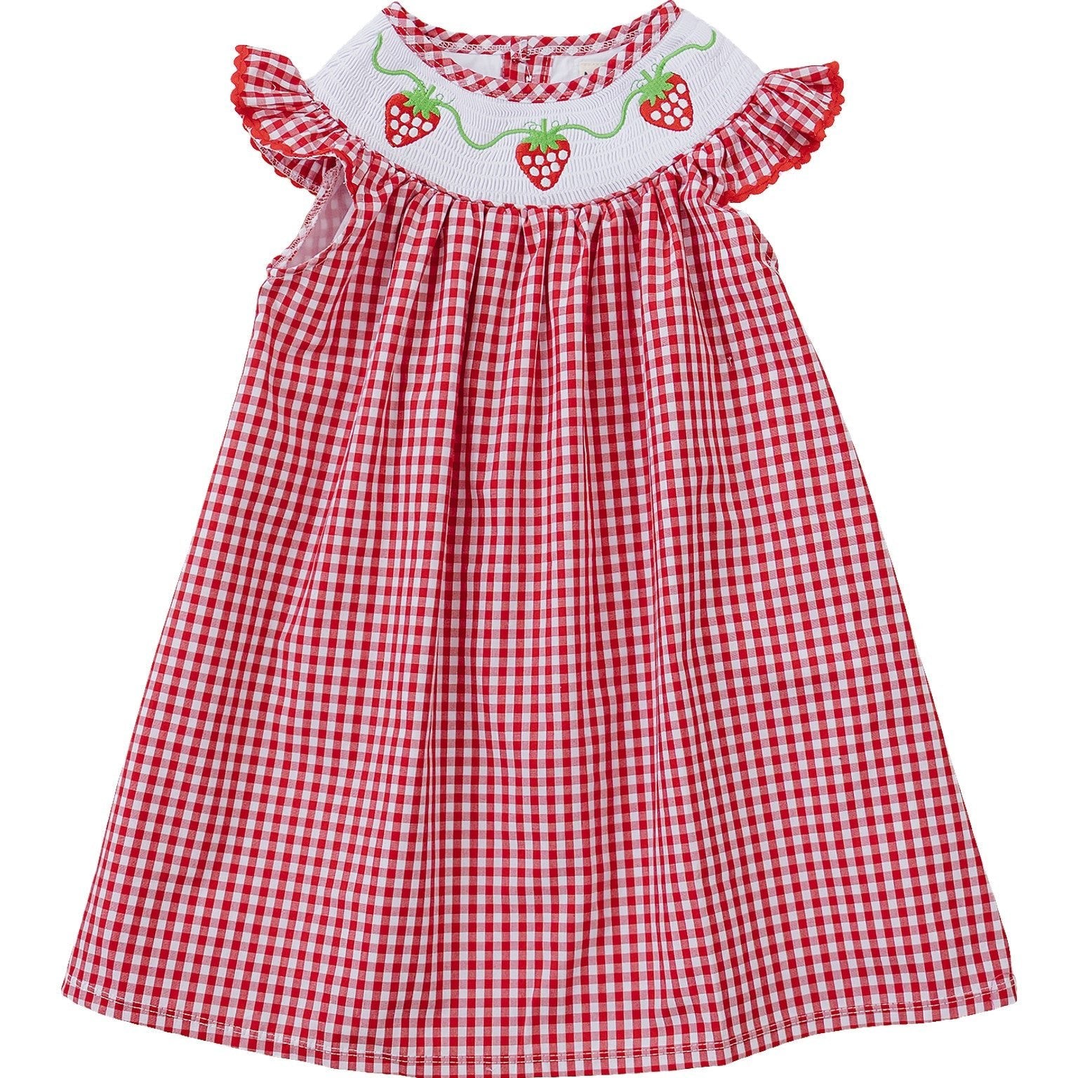 Gingham Strawberry Dress - Red, Plaid, Baby & Toddler Clothing, One-piece garment, Ruffle | Everetts Place