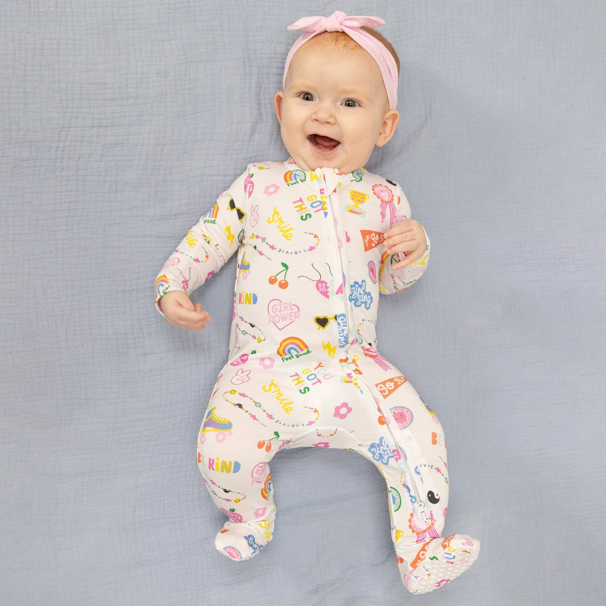 Girl Power - 2 Way Zipper Footie - Baby & Toddler Clothing, Sleeve, Textile, Child, Pink | Everetts Place