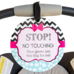 Three Little Tots Girl Zig Zag Please Don't Touch My Baby Car Seat Sign Tag - 