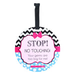 Three Little Tots Girl Zig Zag Please Don't Touch My Baby Car Seat Sign Tag - 