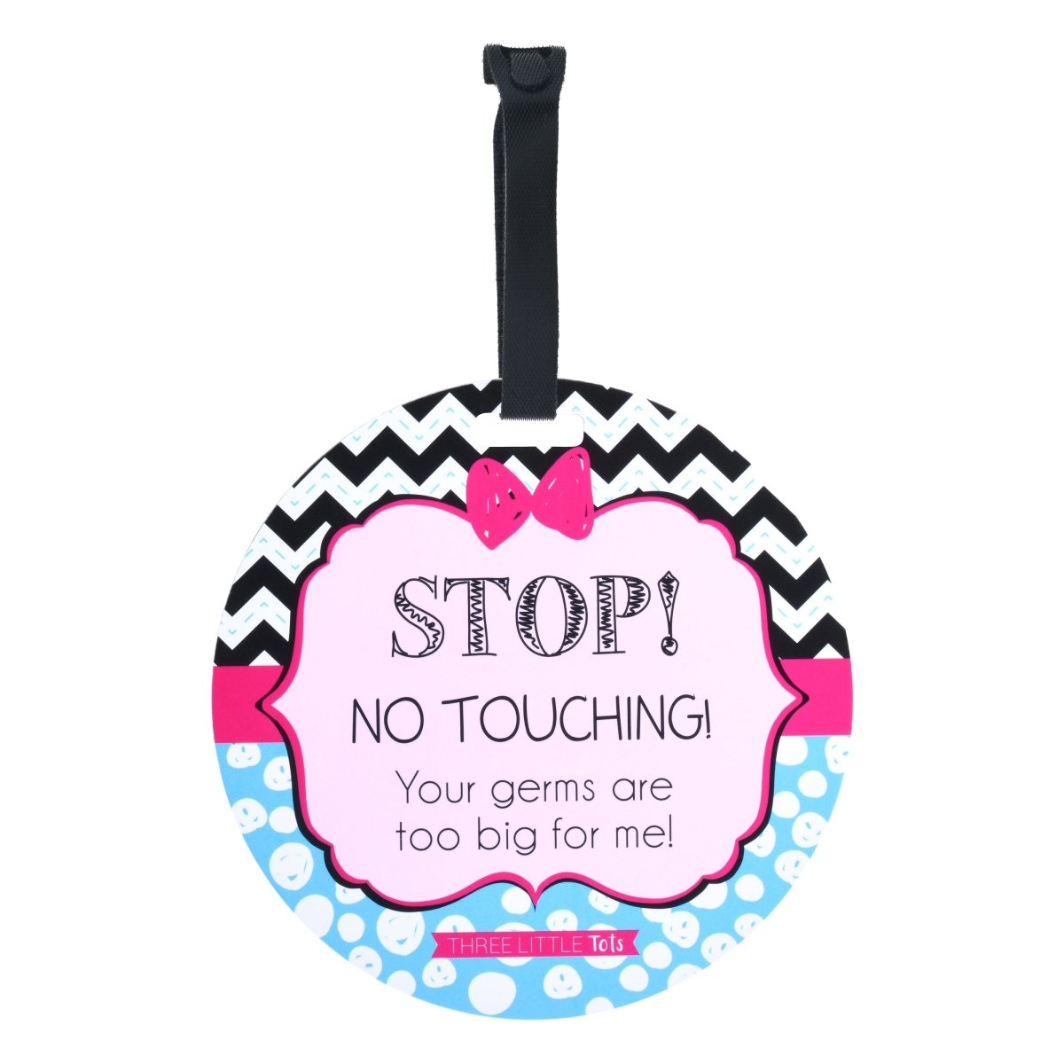 Three Little Tots Girl Zig Zag Please Don't Touch My Baby Car Seat Sign Tag - 