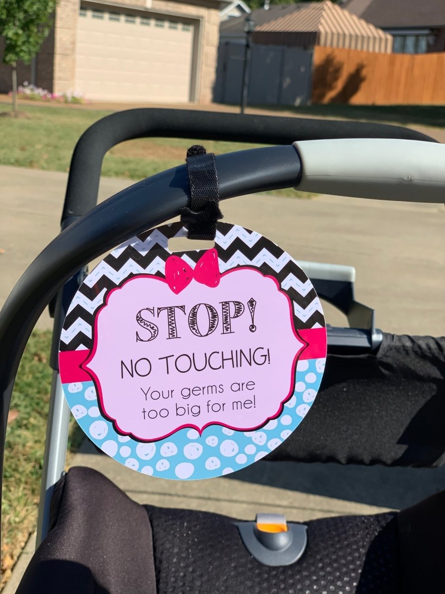 Three Little Tots Girl Zig Zag Please Don't Touch My Baby Car Seat Sign Tag - 