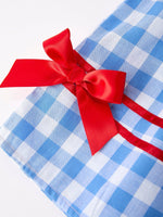 Rylee Faith Designs Girls 4th of July Plaid Twirl Dress Bow Embroidery Petals Collar