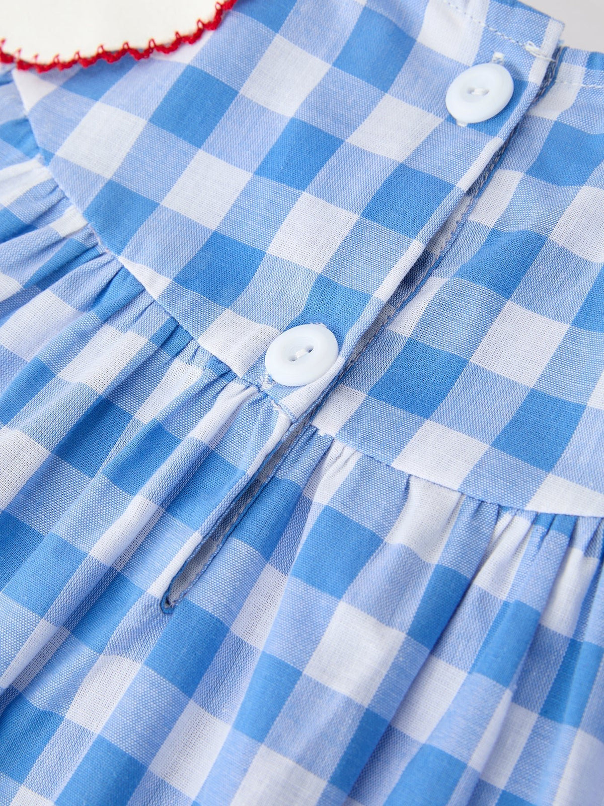 Rylee Faith Designs Girls 4th of July Plaid Twirl Dress Bow Embroidery Petals Collar