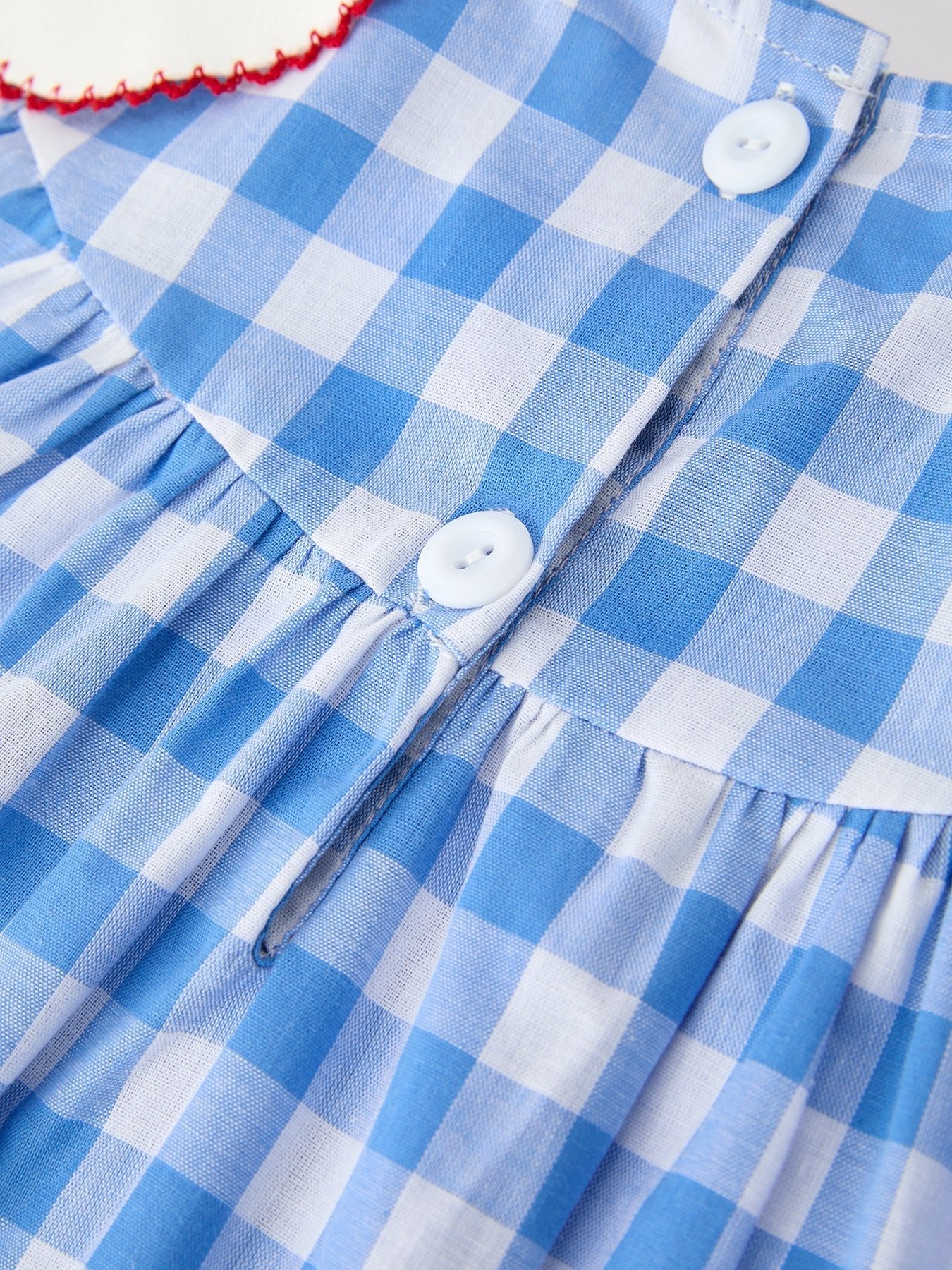 Rylee Faith Designs Girls 4th of July Plaid Twirl Dress Bow Embroidery Petals Collar