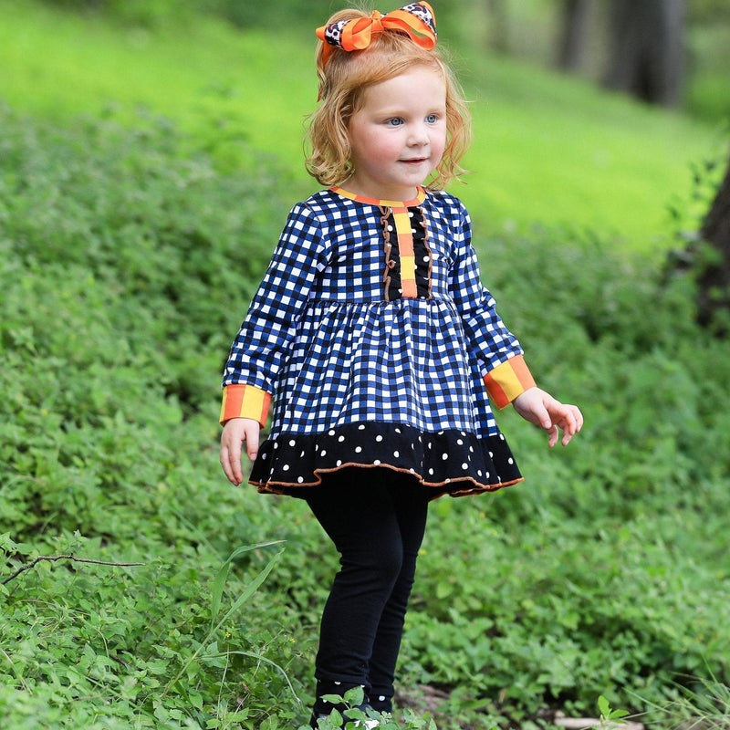 Girls Autumn Black and White Gingham Dress & Leggings Outfit - Everetts Place: Online Boutique - Kid's Clothing