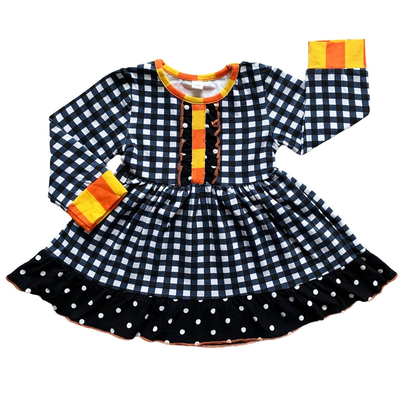 Girls Autumn Black and White Gingham Dress & Leggings Outfit - Everetts Place: Online Boutique - Kid's Clothing