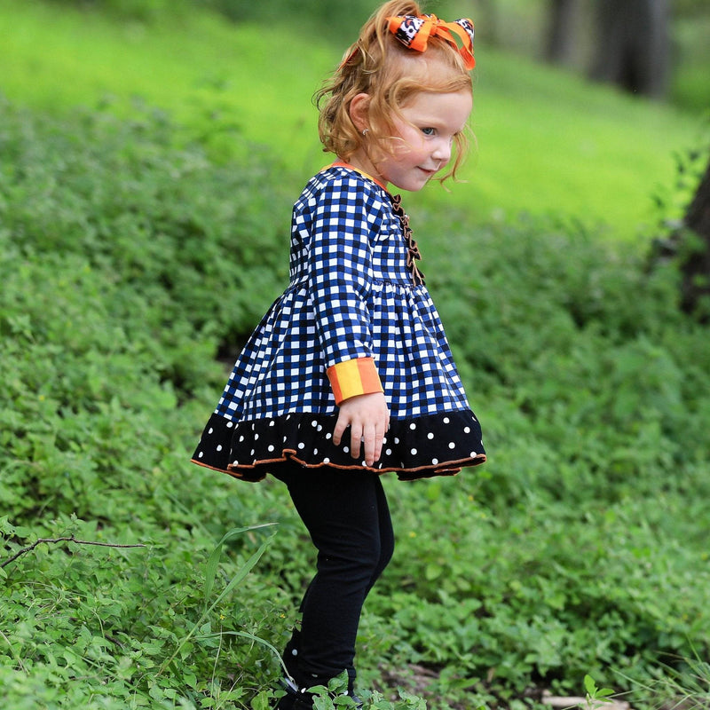 Girls Autumn Black and White Gingham Dress & Leggings Outfit - Everetts Place: Online Boutique - Kid's Clothing