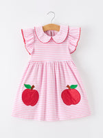 Rylee Faith Designs Girls Back To School Apple Applique Twirl Dress Ruffle Petal CollarEveretts Place