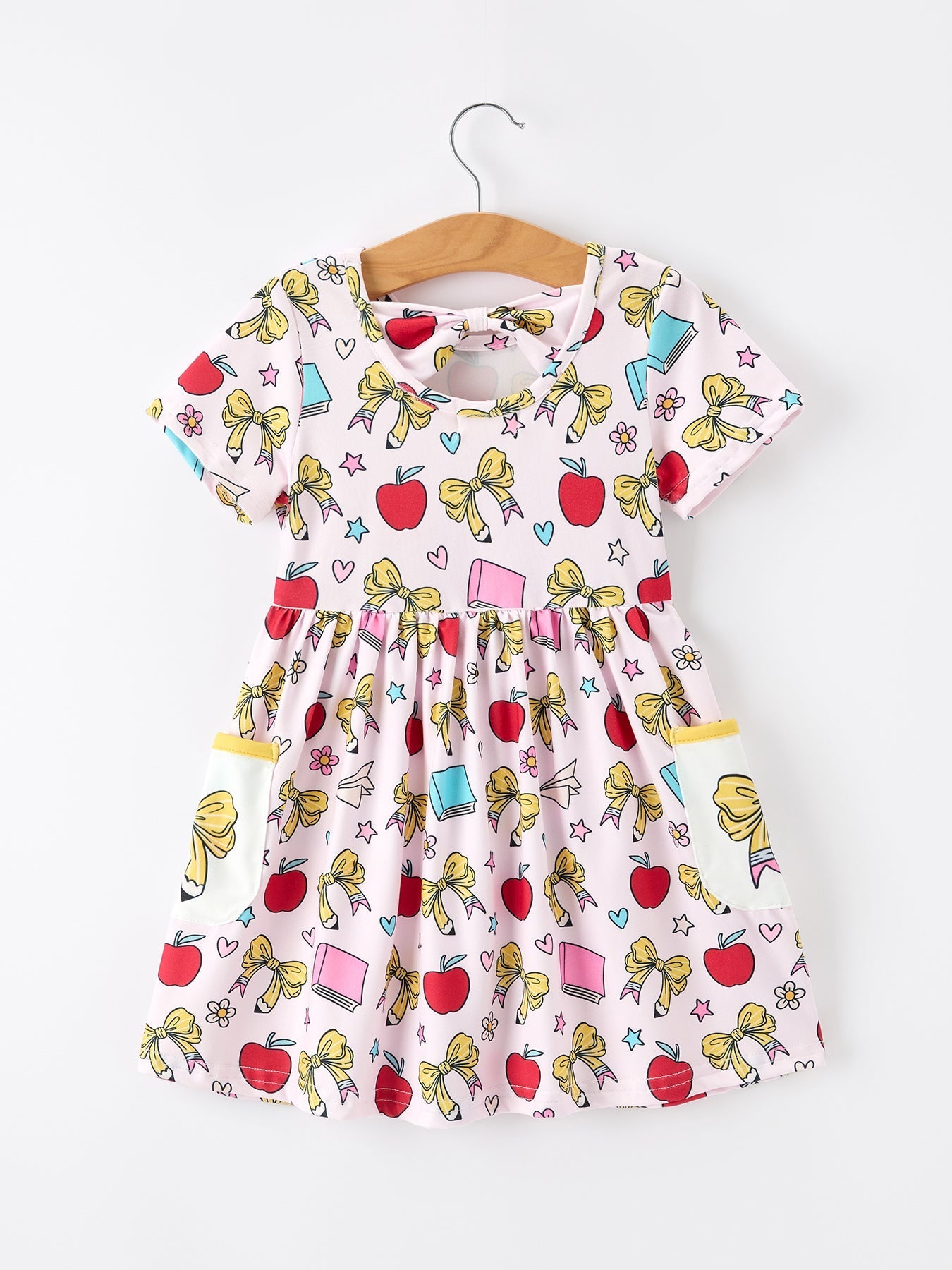 Rylee Faith Designs Girls Back To School Apple Bow Pocket Twirl DressEveretts Place
