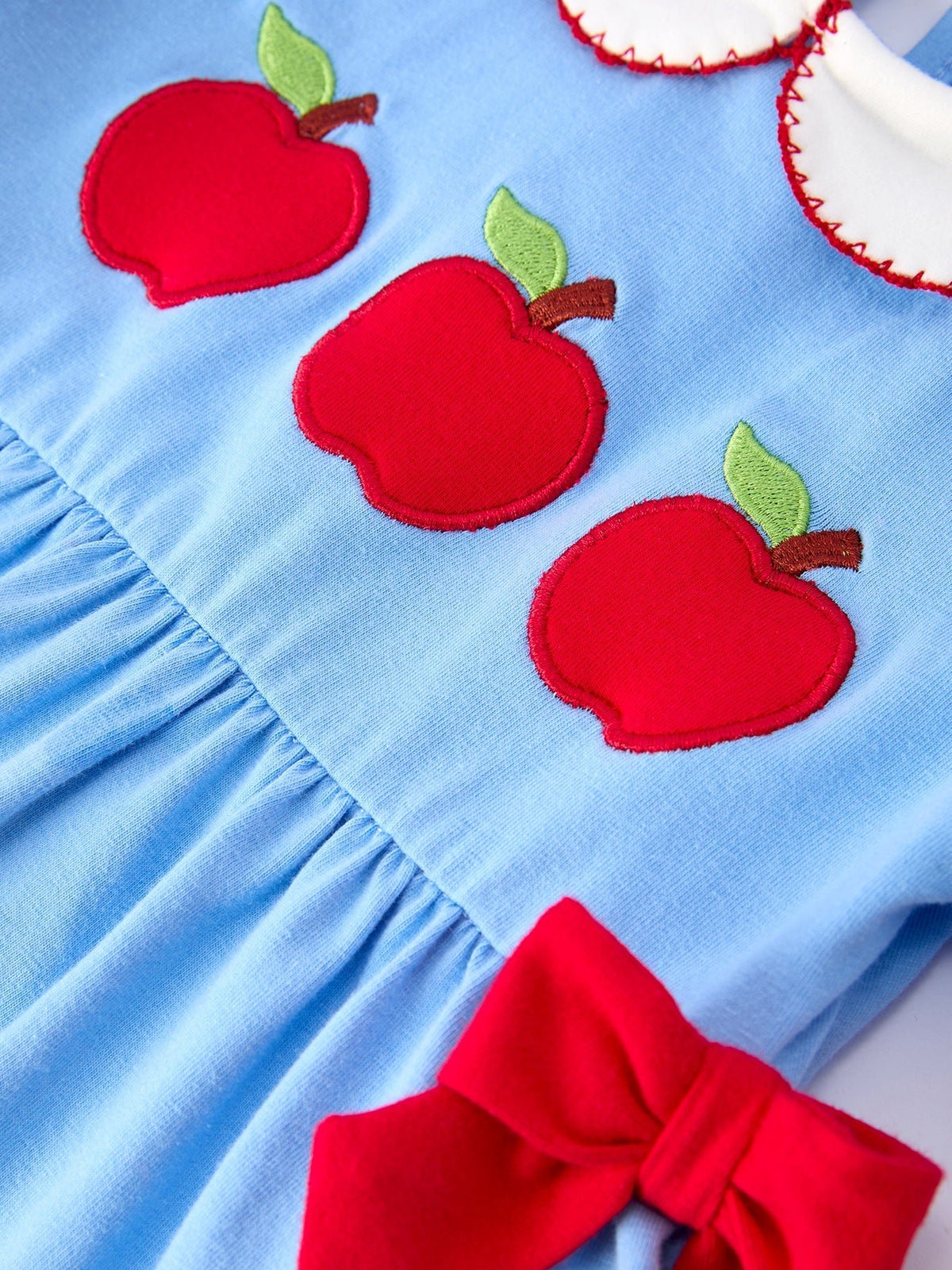 Rylee Faith Designs Girls Back To School Apple Outfit Set Bow Ruffle Petal CollarEveretts Place