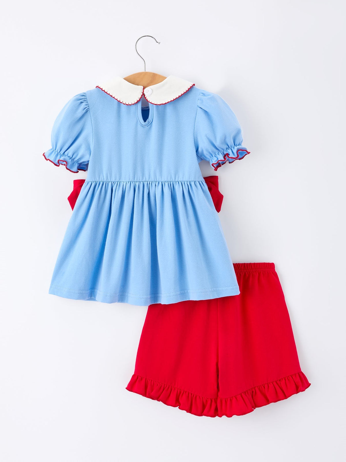 Rylee Faith Designs Girls Back To School Apple Outfit Set Bow Ruffle Petal CollarEveretts Place