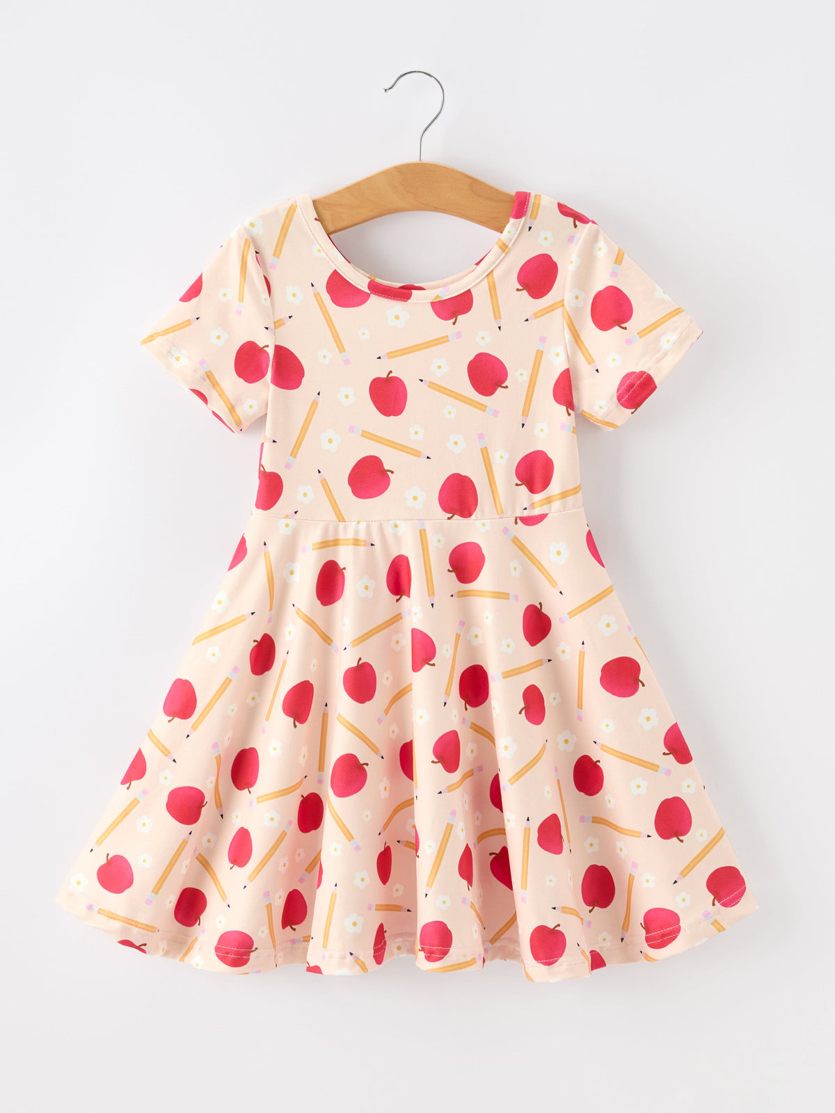 Girls Back To School Apple Pencil Twirl Dress - Red, Dress, Pink, Day Dress, One-piece garment | Everetts Place