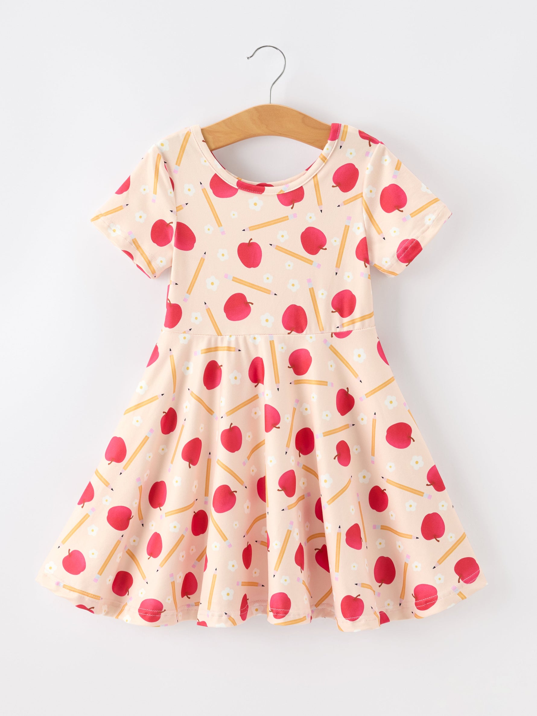 Girls Back To School Apple Pencil Twirl Dress - Red, Dress, Pink, Day Dress, One-piece garment | Everetts Place