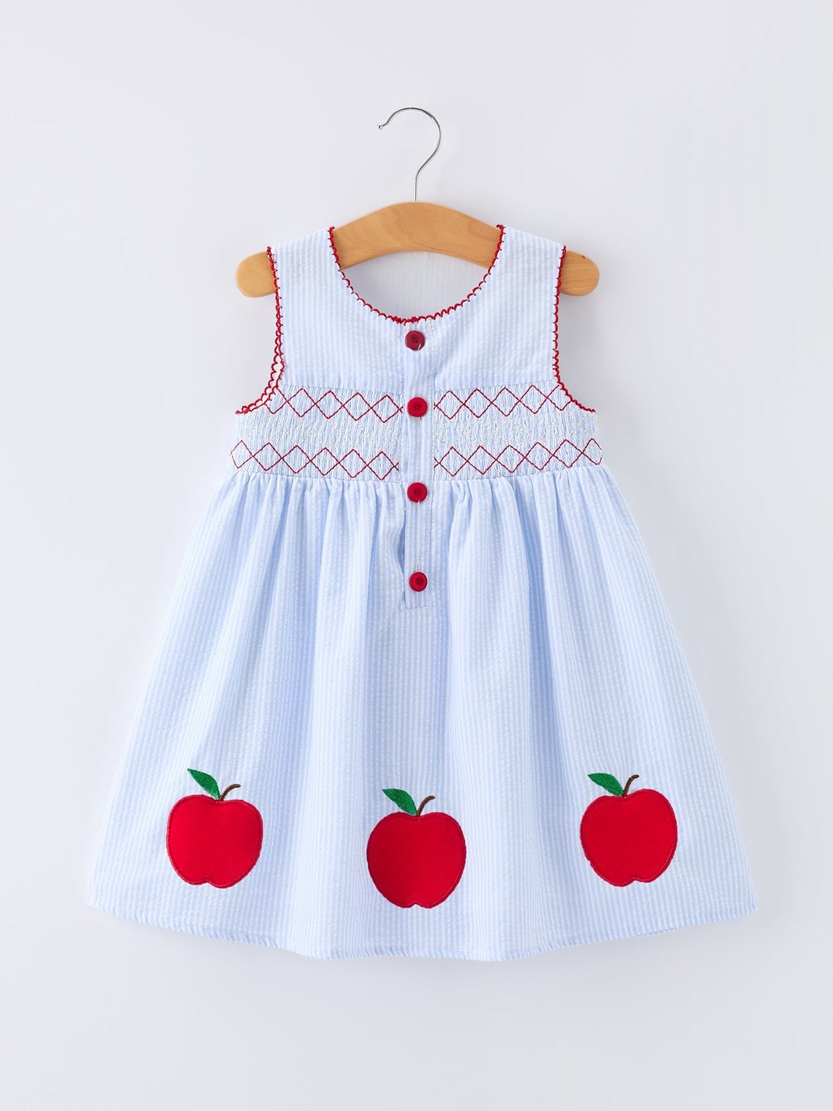 Girls Back To School Apple Twirl Dress Smocked - Textile, Fruit, Baby & Toddler Clothing, Pink, Dress | Everetts Place