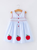Girls Back To School Apple Twirl Dress Smocked - Textile, Fruit, Baby & Toddler Clothing, Pink, Dress | Everetts Place
