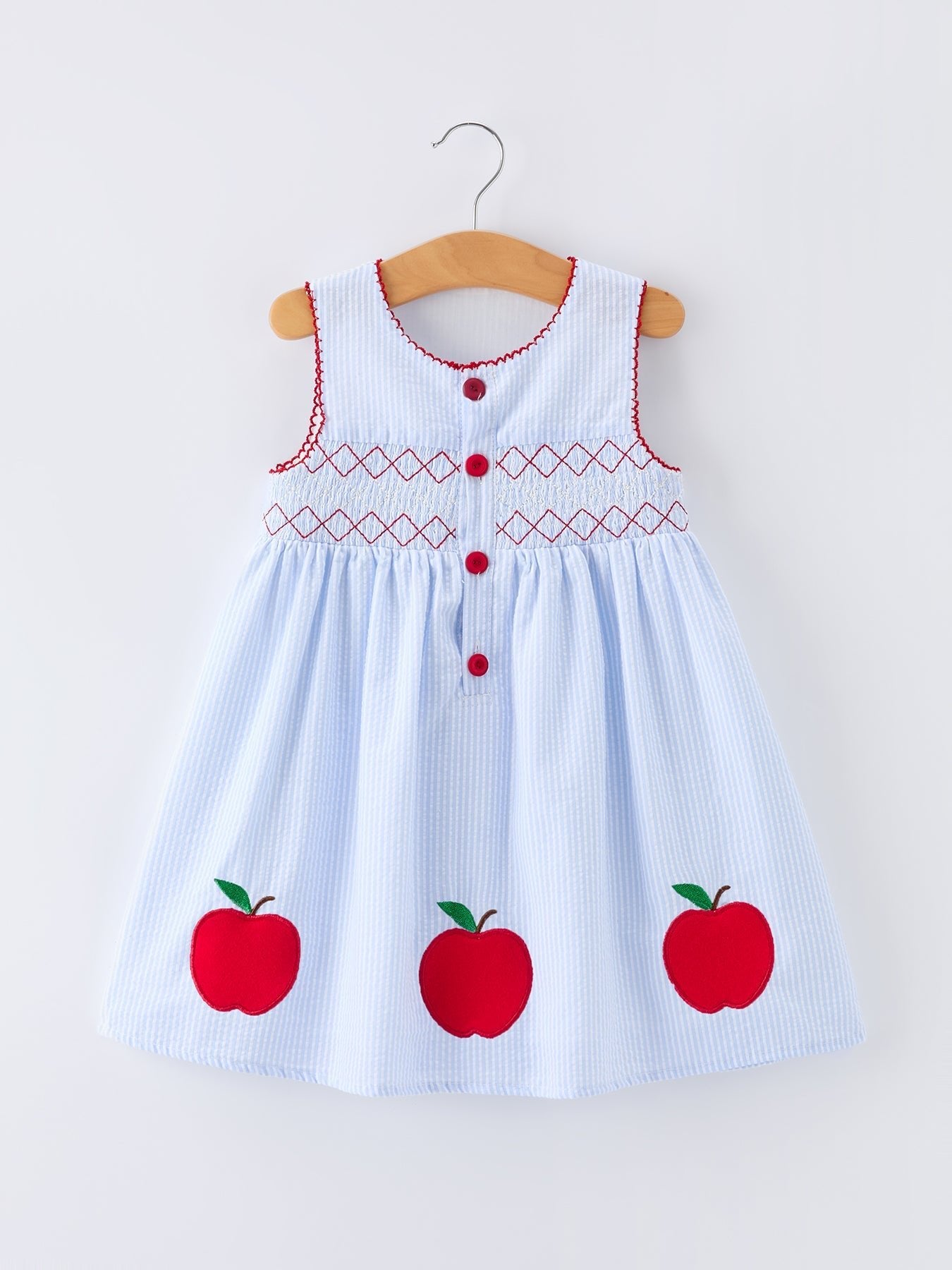 Girls Back To School Apple Twirl Dress Smocked - Textile, Fruit, Baby & Toddler Clothing, Pink, Dress | Everetts Place