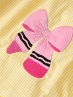 Rylee Faith Designs Girls Back To School Pencil Twirl Yellow Dress Bow Applique SmockedEveretts Place