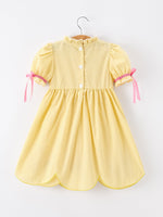 Rylee Faith Designs Girls Back To School Pencil Twirl Yellow Dress Bow Applique SmockedEveretts Place
