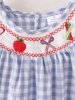 Rylee Faith Designs Girls Back to School Smocking Pencil Apple Embroidered Plaid DressEveretts Place