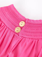 Rylee Faith Designs Girls Bow Smocking Embroidery Hot Pink Romper - 