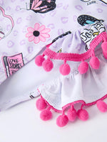 Rylee Faith Designs Girls Butterfly Long Sleeve Ruffle Swimsuit Set - 