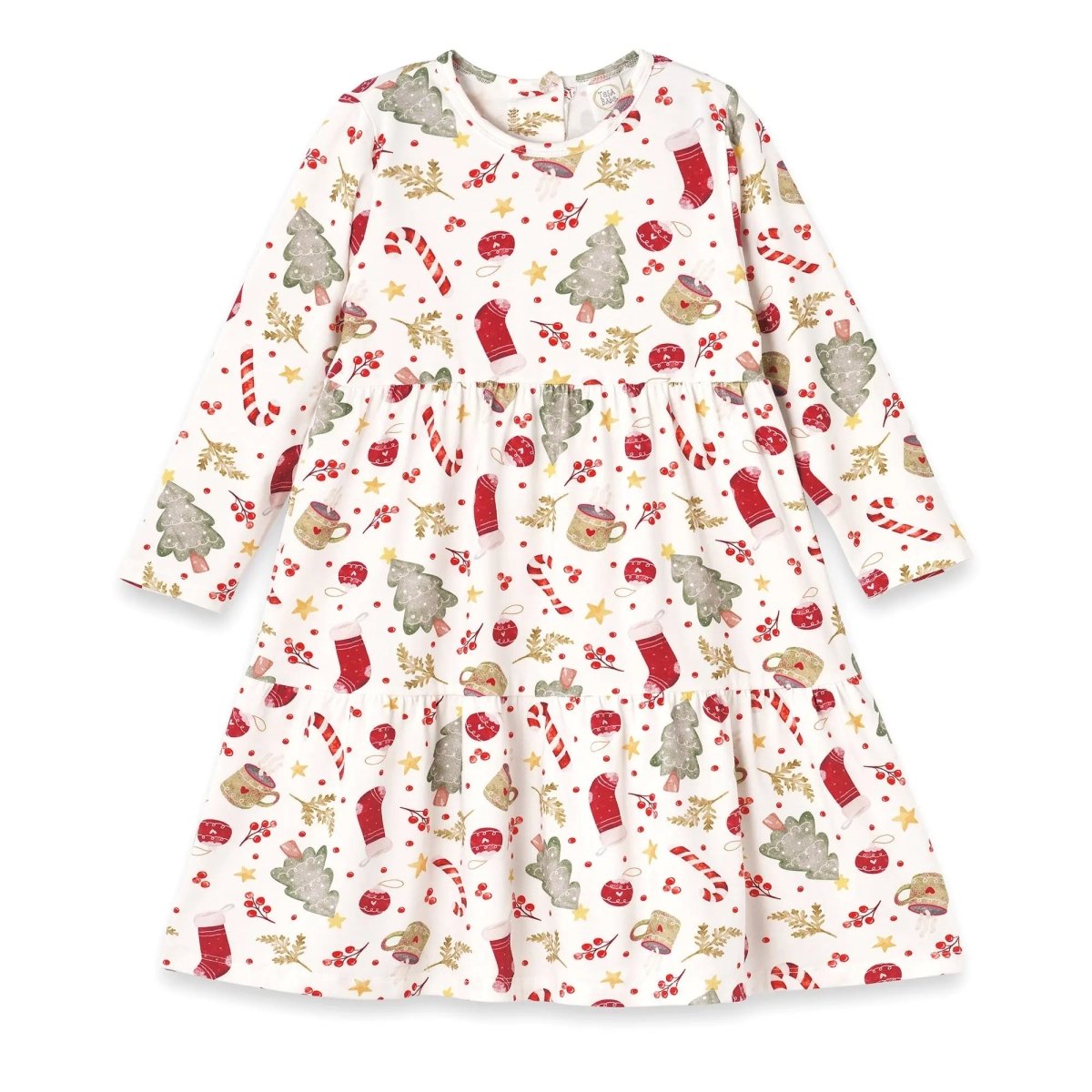 Tesa Babe Girls Christmas Dress Bamboo Holiday Tiered Twirl Noel - Everetts Place Boutique - 