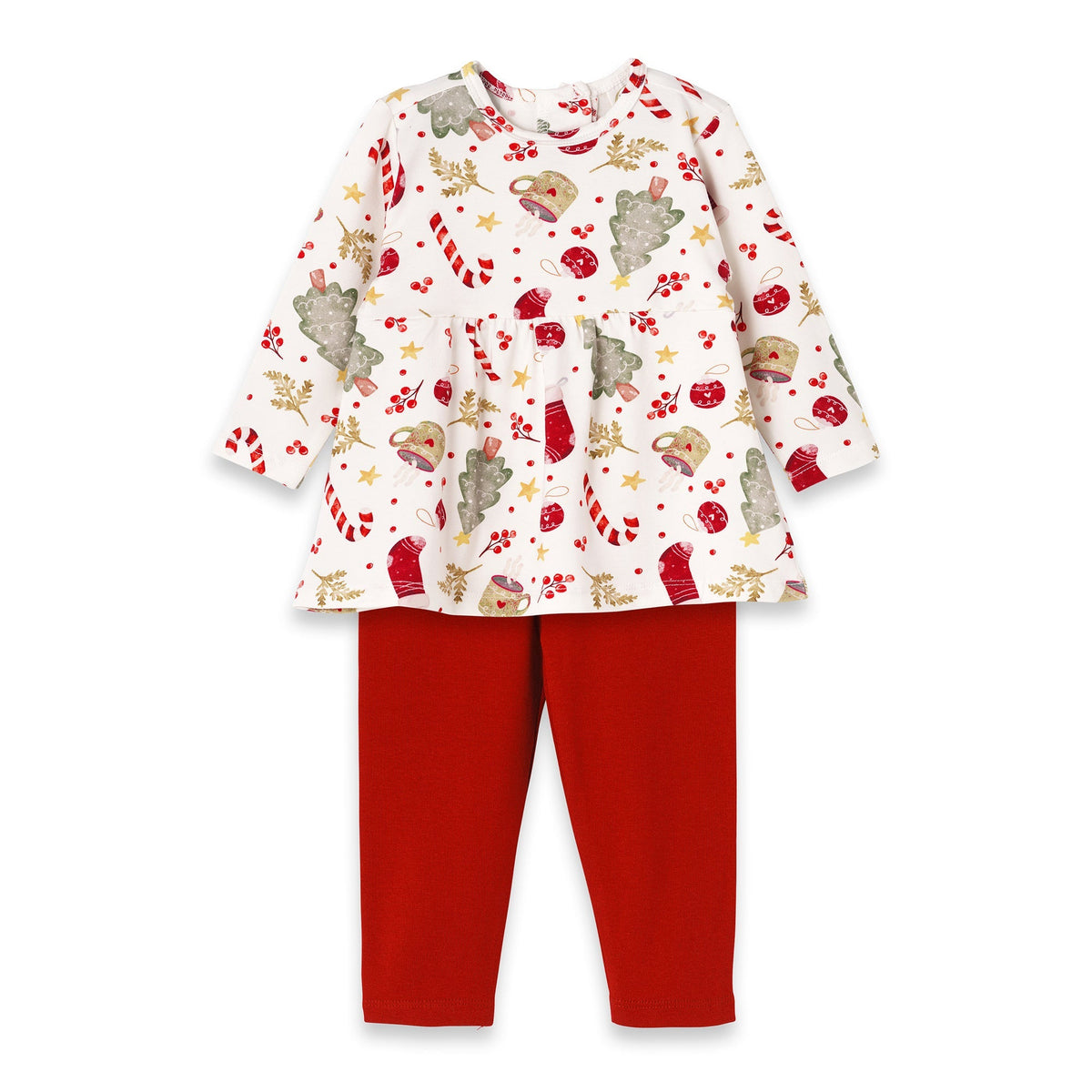 Tesa Babe Girls' Christmas Tunic Set – Bamboo Holiday Outfit SetEveretts Place