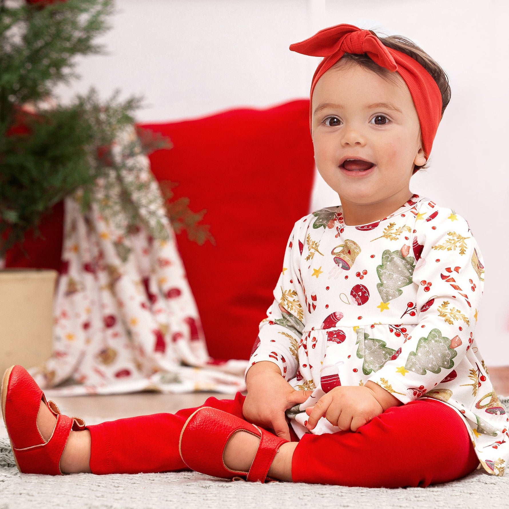 Tesa Babe Girls' Christmas Tunic Set – Bamboo Holiday Outfit SetEveretts Place