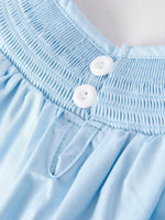 Rylee Faith Designs Girls Cross Smocking Embroidered Blue Dress - 