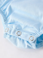 Rylee Faith Designs Girls Cross Smocking Embroidered Blue Romper - 