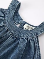 Rylee Faith Designs Girls Denim Ruffle Trim A - Line Dress - 