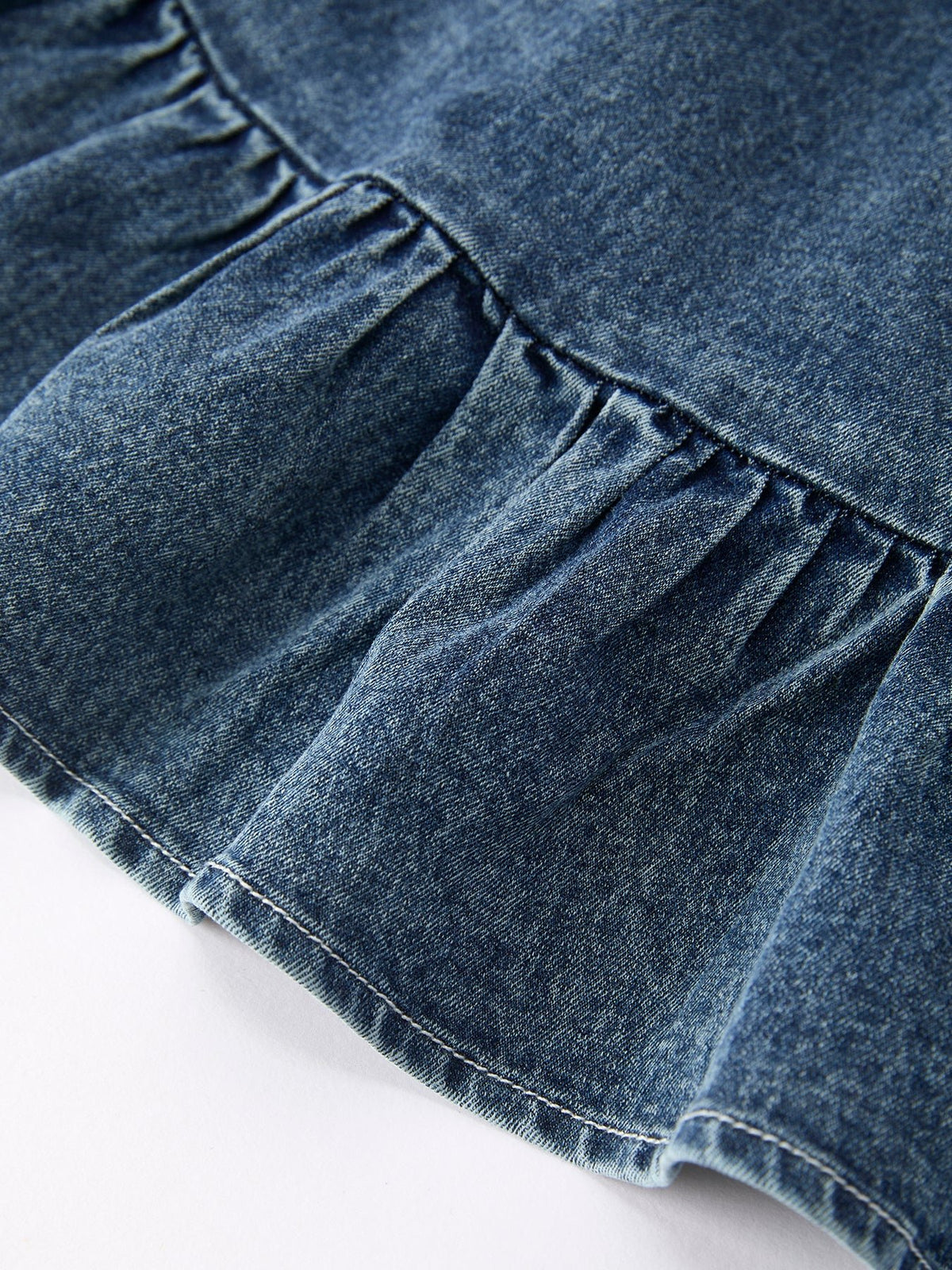 Rylee Faith Designs Girls Denim Ruffle Trim A - Line Dress - 