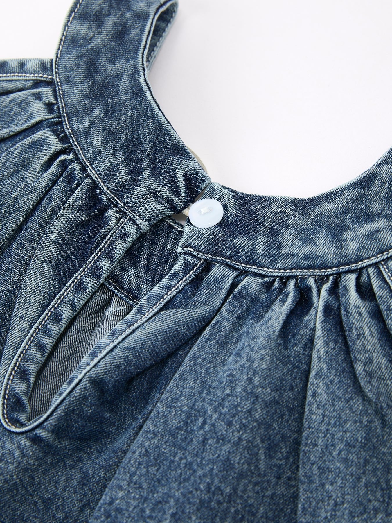 Rylee Faith Designs Girls Denim Ruffle Trim A - Line Dress - 