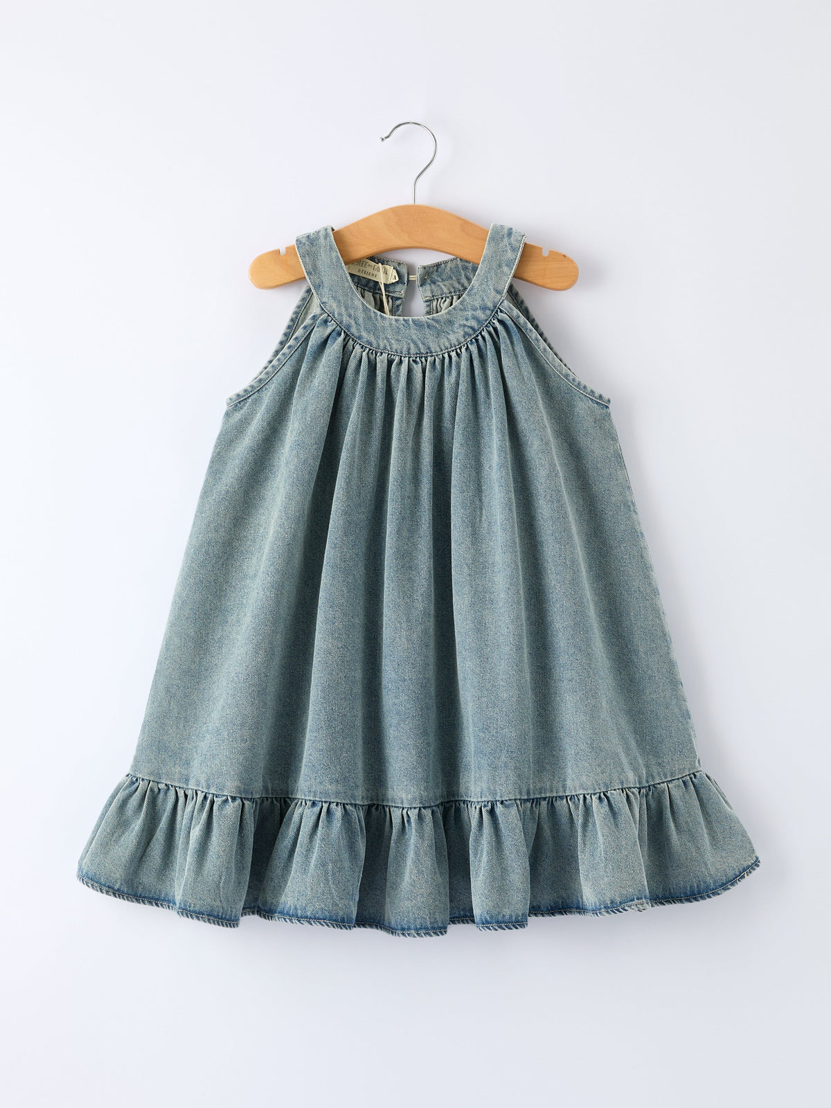 Rylee Faith Designs Girls Denim Ruffle Trim A - Line DressEveretts Place