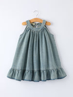 Rylee Faith Designs Girls Denim Ruffle Trim A - Line DressEveretts Place