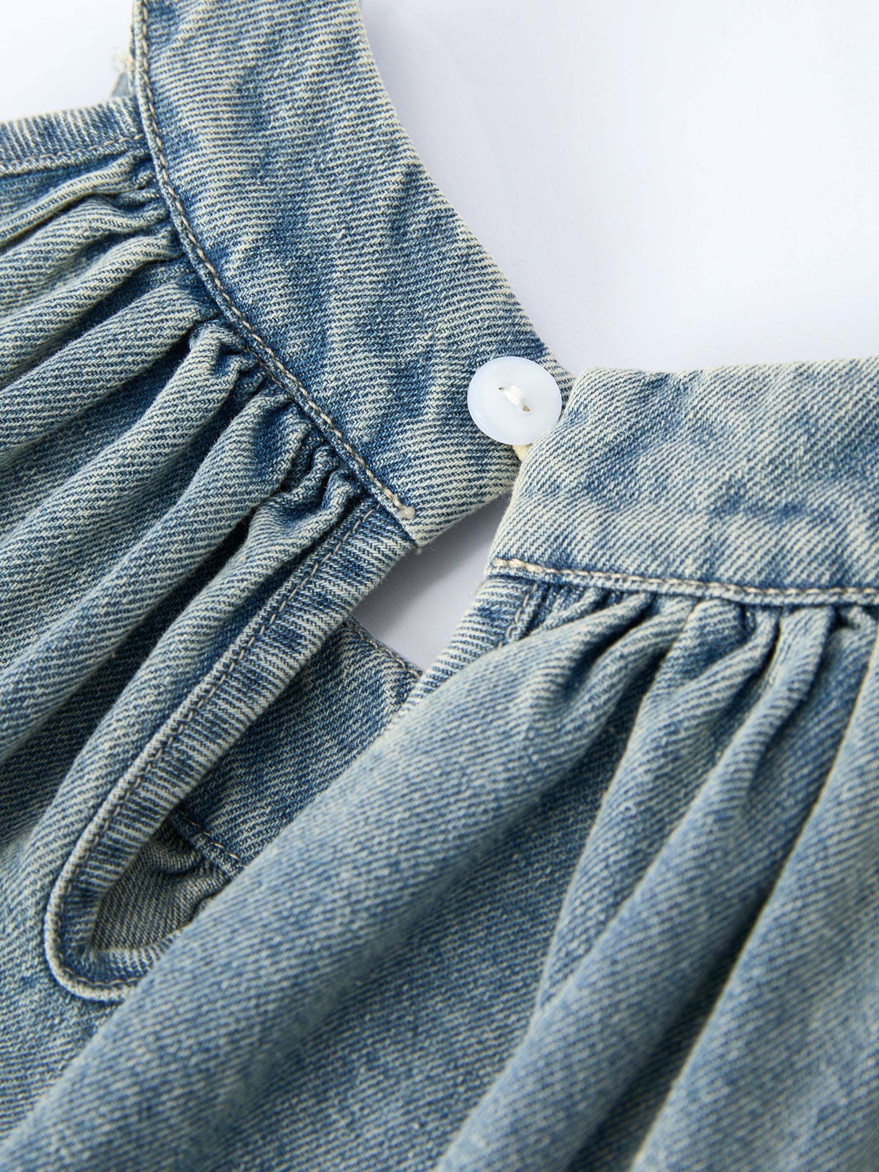Rylee Faith Designs Girls Denim Ruffle Trim A - Line DressEveretts Place