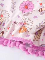 Rylee Faith Designs Girls Floral Bee Long Sleeve Ruffle Swimsuit Set - 