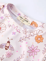 Rylee Faith Designs Girls Floral Bee Long Sleeve Ruffle Swimsuit Set - 
