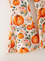 Rylee Faith Designs Girls Halloween Pumpkin Print Outfit Set - Everetts Place Boutique - 