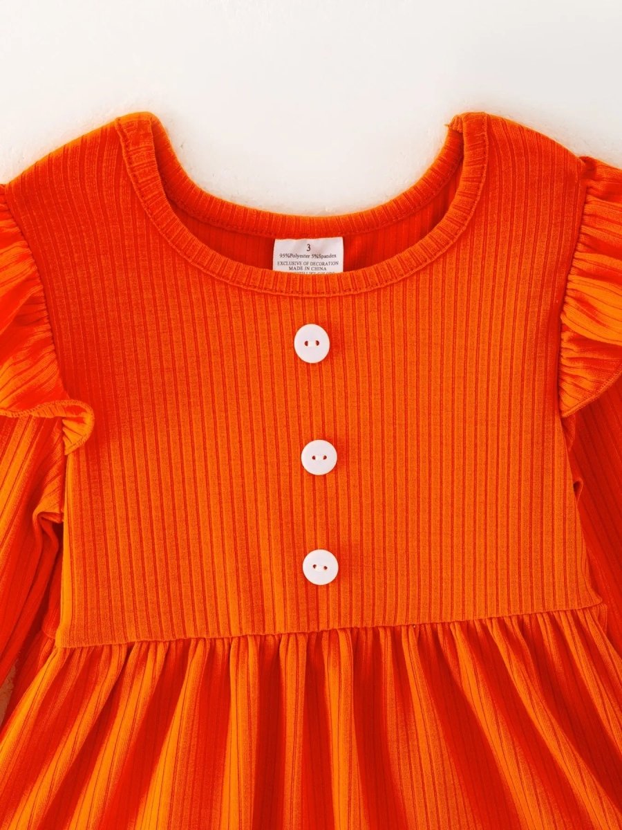 Rylee Faith Designs Girls Halloween Pumpkin Print Outfit Set - Everetts Place Boutique - 