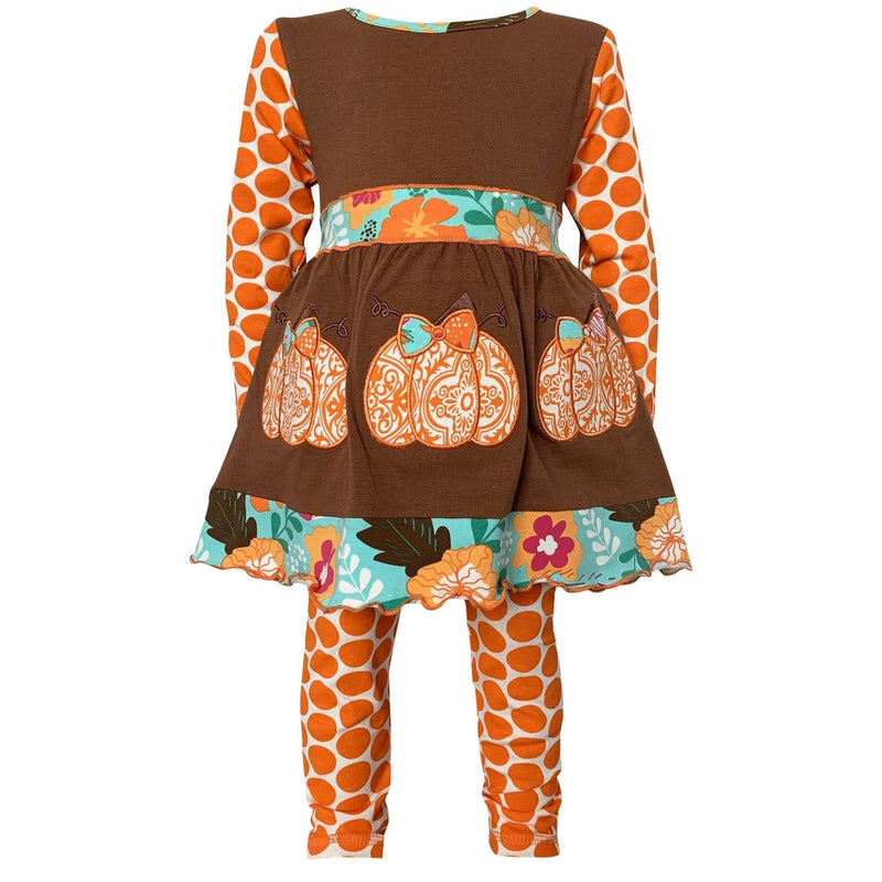 Girls Holiday Orange Pumpkin Patch Autumn Dress - Everetts Place: Online Boutique - Kid's Clothing