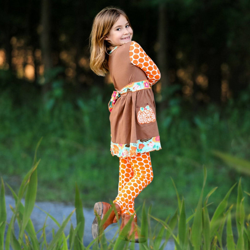 Girls Holiday Orange Pumpkin Patch Autumn Dress - Everetts Place: Online Boutique - Kid's Clothing