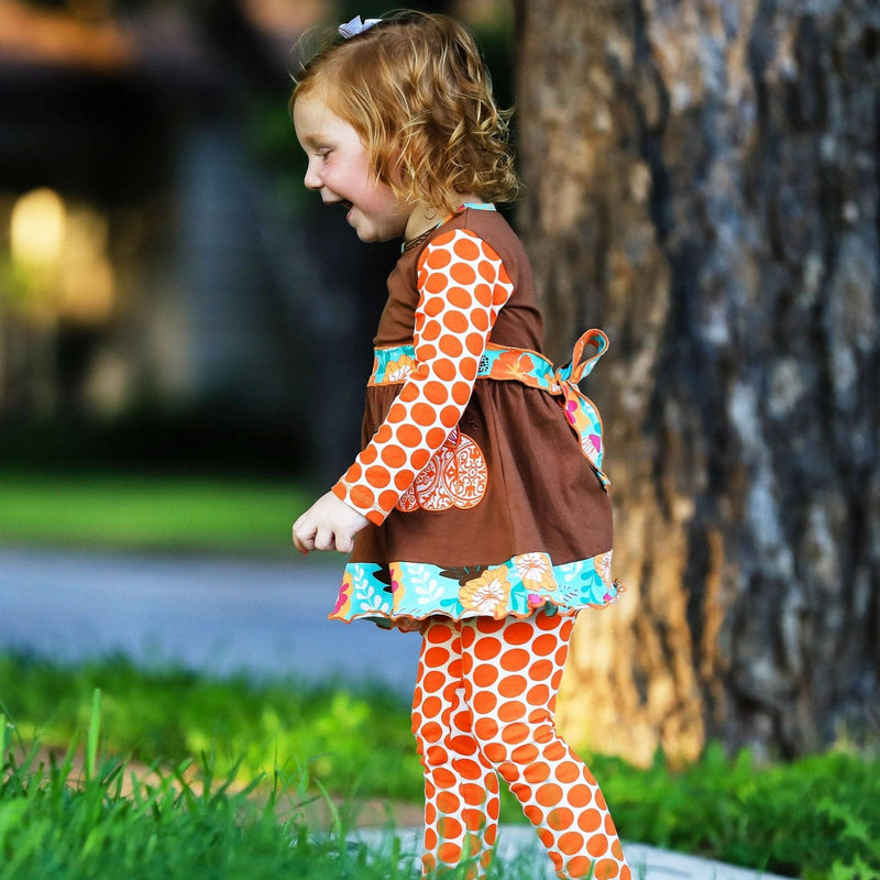 Girls Holiday Orange Pumpkin Patch Autumn Dress - Everetts Place: Online Boutique - Kid's Clothing