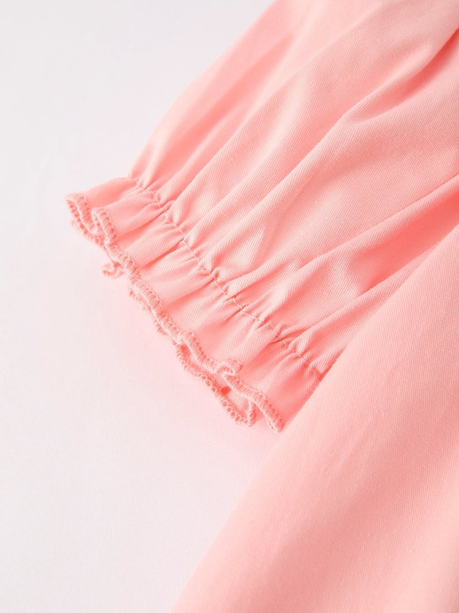 Rylee Faith Designs Girls Horse Smocking Embroidered Coral Dress - 