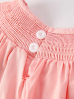 Rylee Faith Designs Girls Horse Smocking Embroidered Coral Dress - 