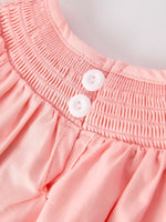 Rylee Faith Designs Girls Horse Smocking Embroidered Coral Romper - 